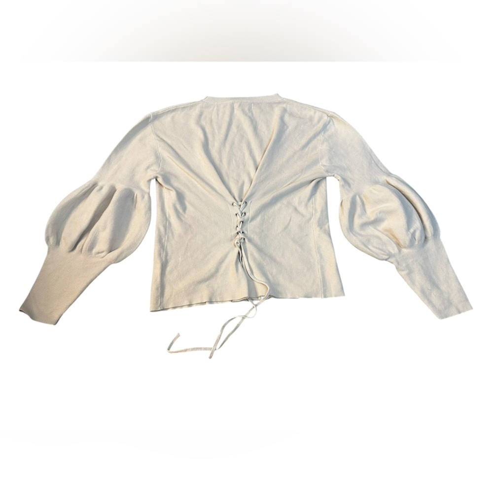 Pearl Star, puff sleeve cream colour sweater, medium